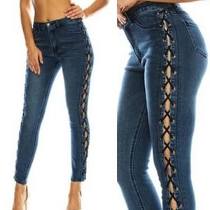 American Bazi side corset lace jeans BLACK 3x